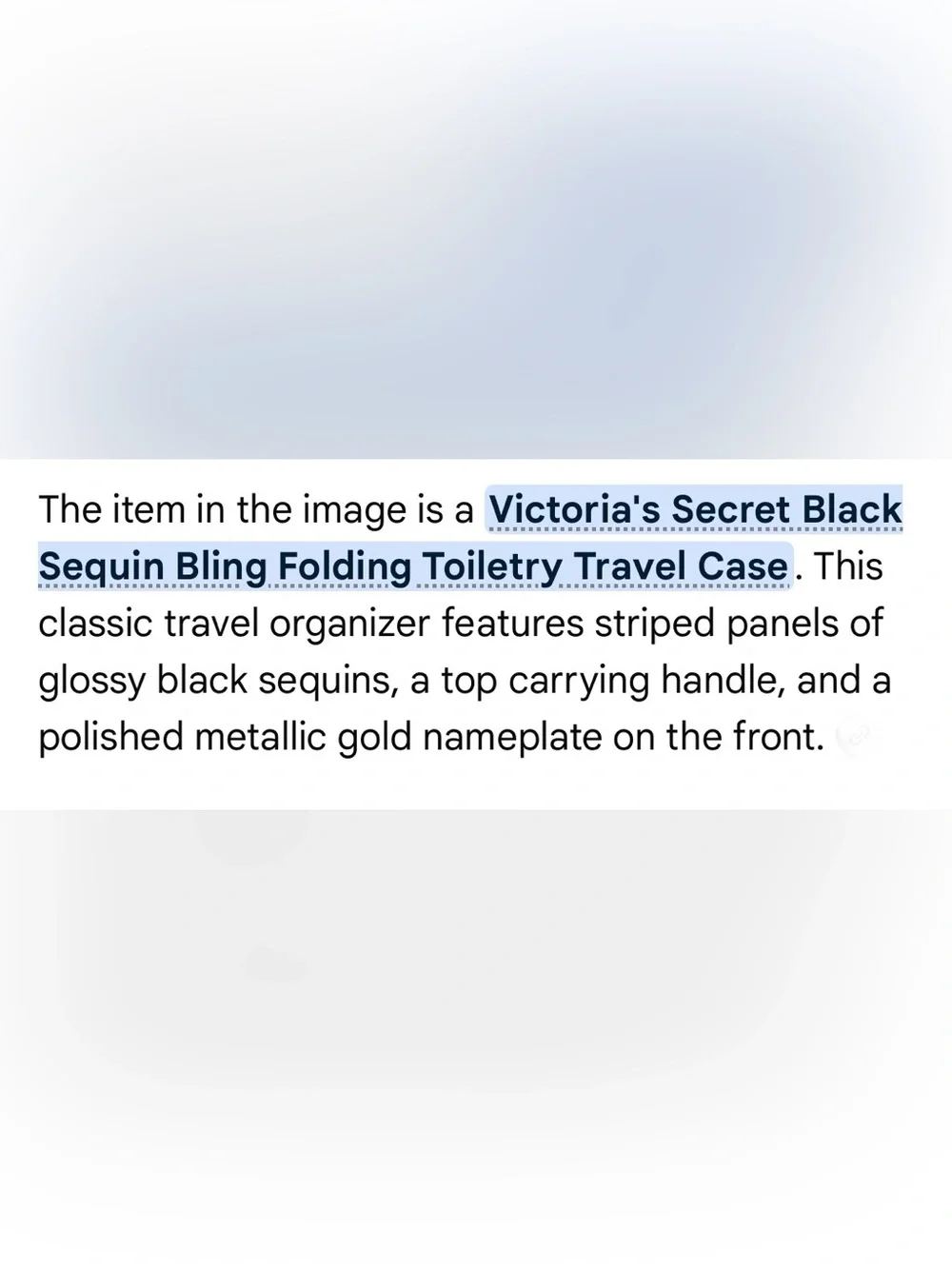 Victoria's Secret Black Canvas Sequin Stripe Double Handle Zip Toiletry Bag